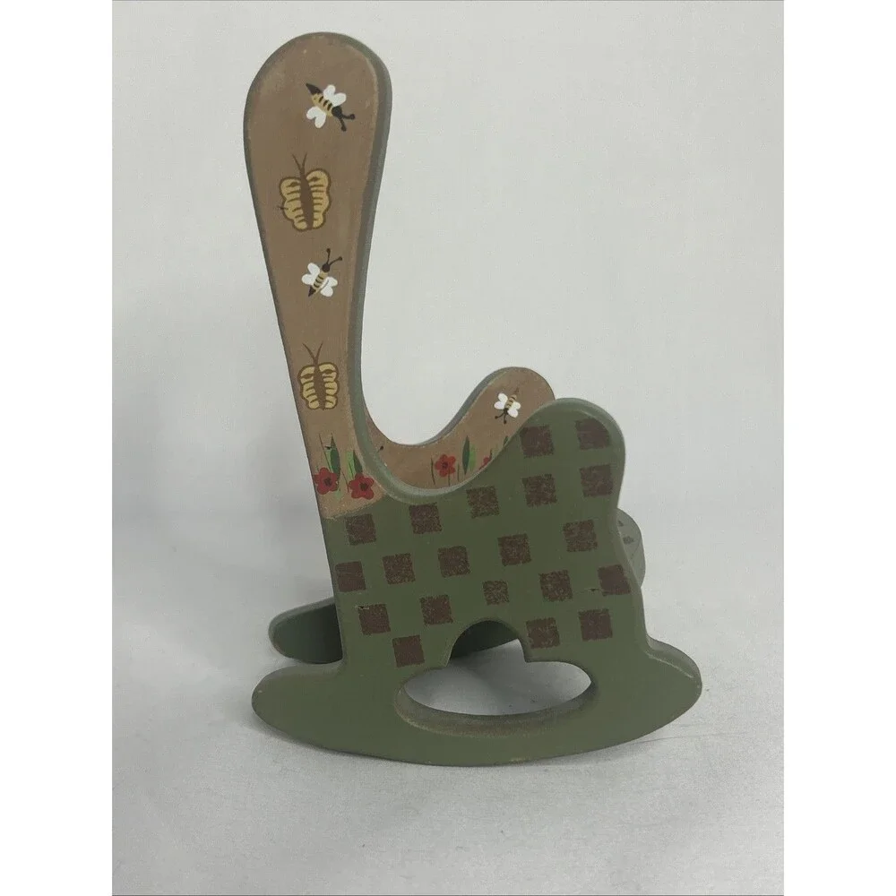 Hand Painted Wooden Doll Rocking Chair 6 Inch